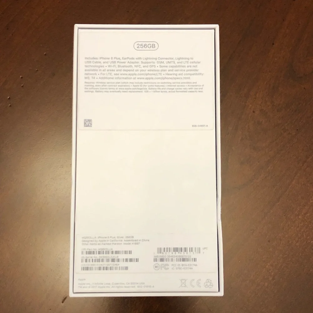 Original Empty Apple iPhone 8 256GB White / Gray Box (No contain the cell phone)